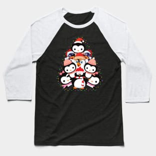 Penguins Christmas Tree T-shirt Baseball T-Shirt